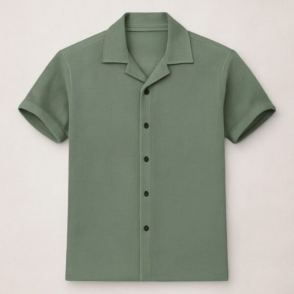 Sage Waffle Texture Shirt