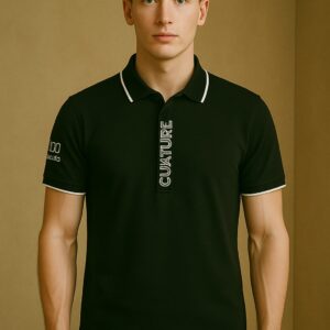 CULTURE Logo Polo Shirt – Slim Fit Black Tee