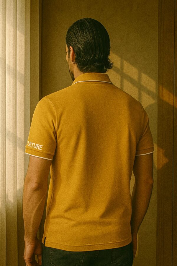 Men’s Mustard CULTURE Polo – Half Sleeves - Image 2