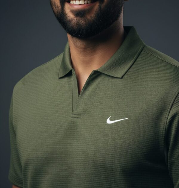 Olive Green V-Neck Polo - Image 2