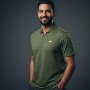 Olive Green V-Neck Polo