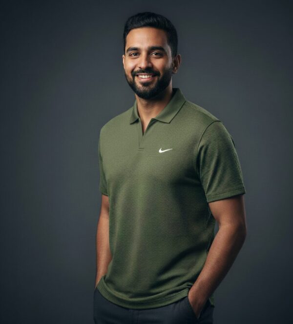 Olive Green V-Neck Polo